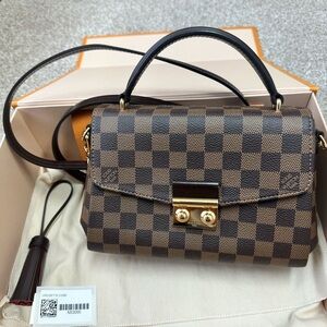 Louis Vuitton Brown Damier Ebene Top-Handle Satchel with Gold Hardware